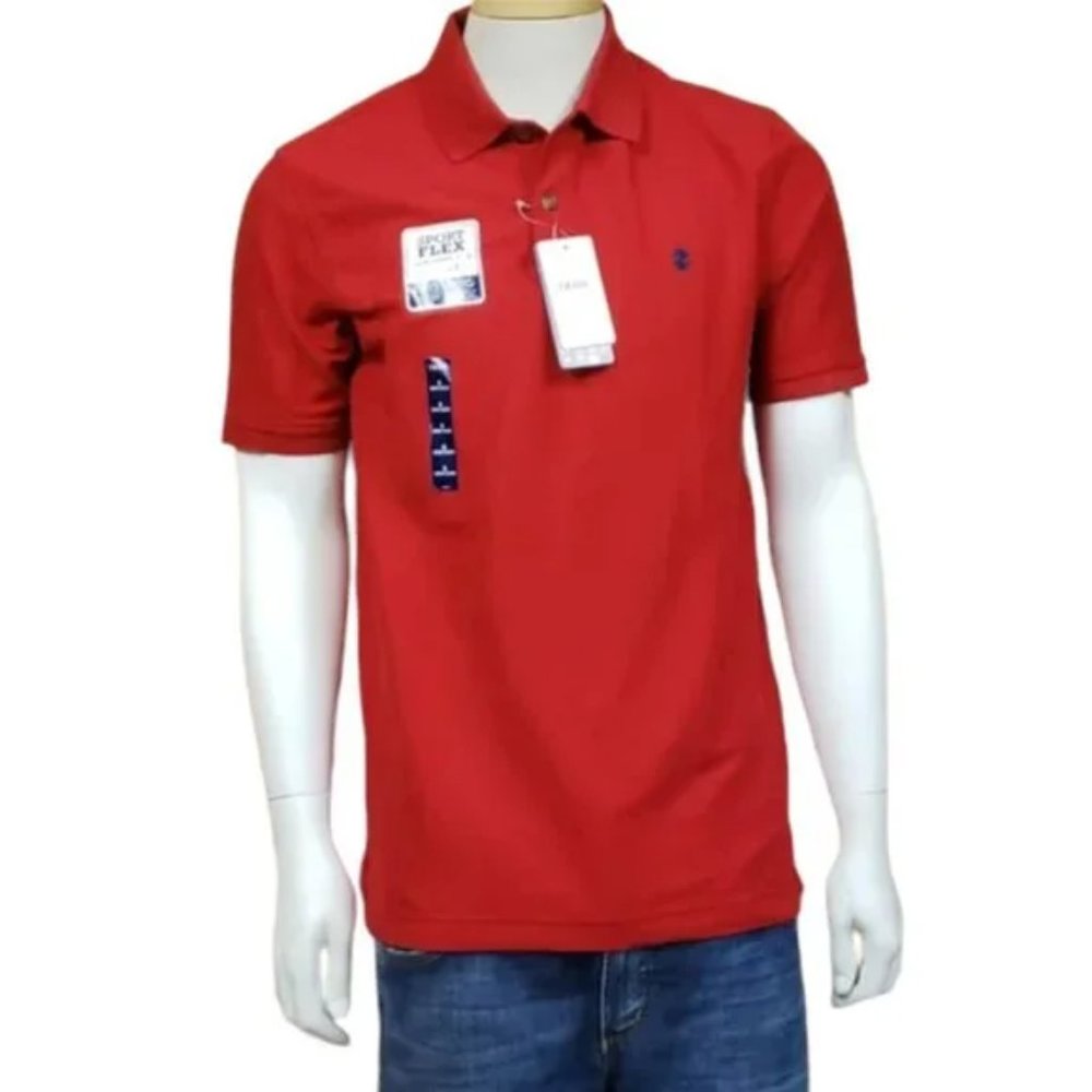 Izod Mens Advantage Performance Red Short Sleeve Polo Size Small New With Tags